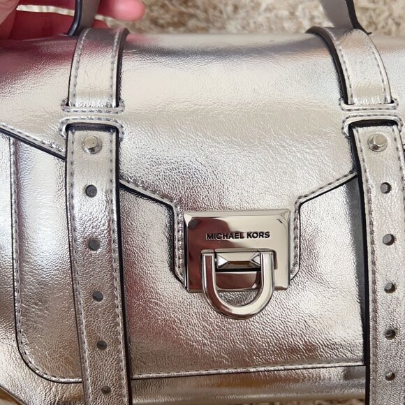 Michael Kors Manhattan Medium Metallic Satchel - Picture 6 of 11